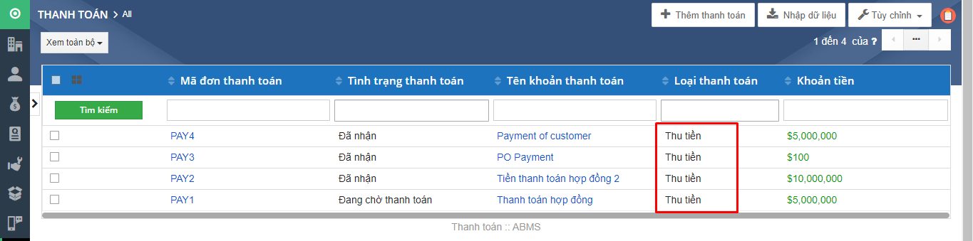 Phần mềm quản lý công nợ ABMS